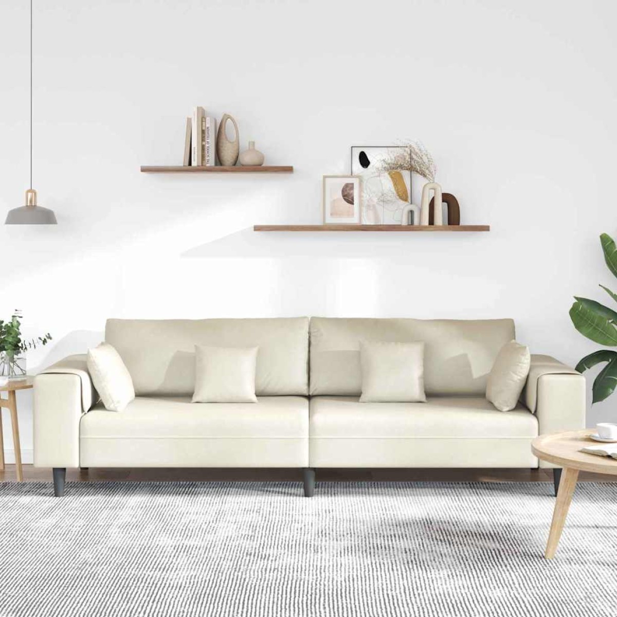 vidaXL Καναπές Κρεμ 250 x 77 x 76 εκ. Βελούδο