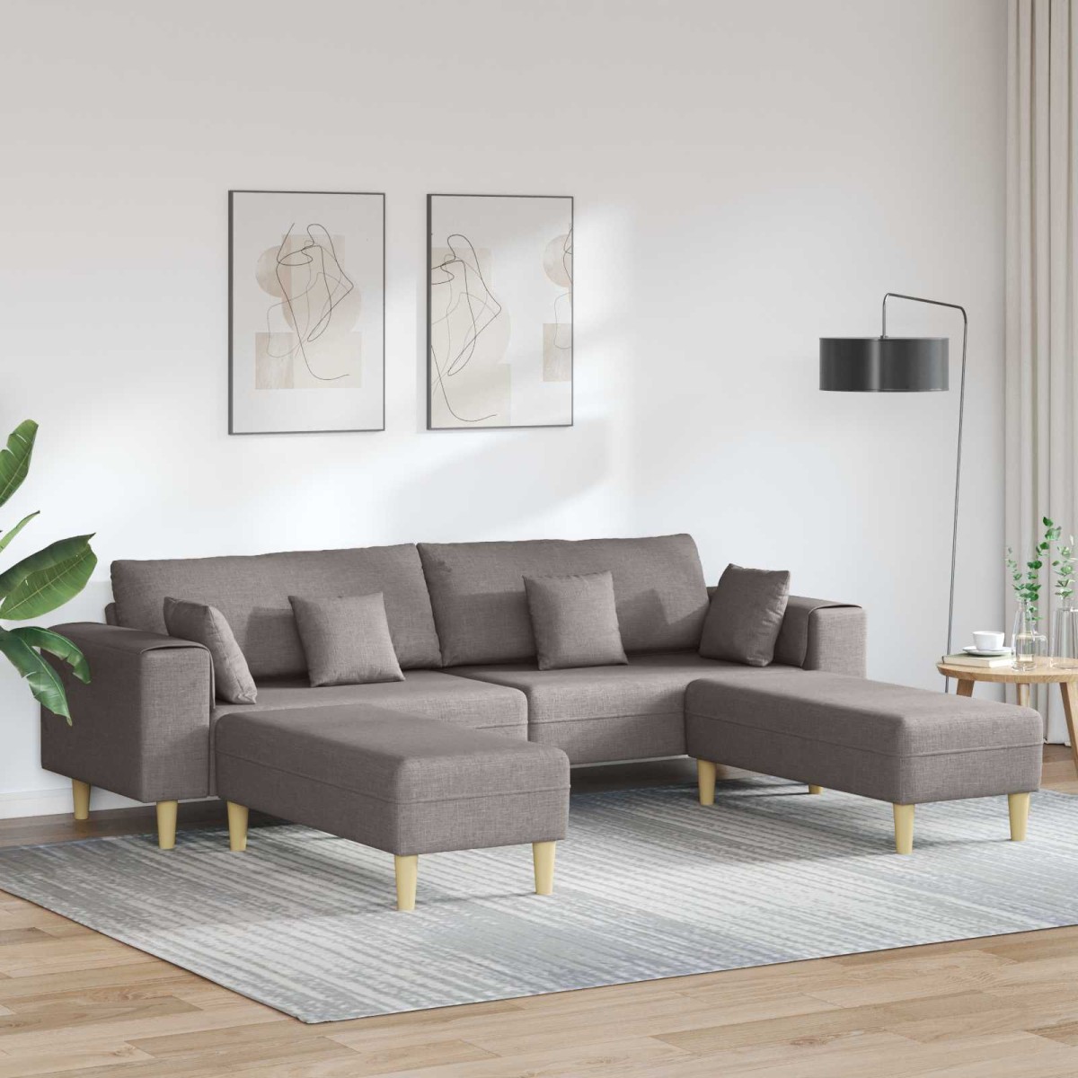 vidaXL Καναπές 3 τμχ. Taupe ύφασμα
