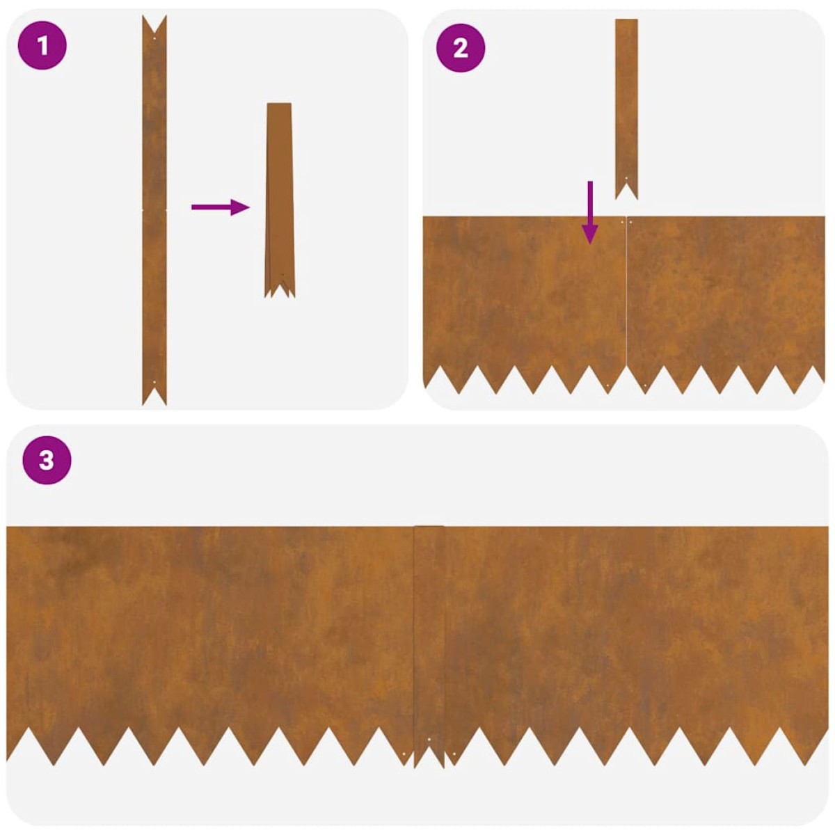 vidaXL Περίγραμμα γκαζόν 50 τμχ. 100 x 0,05 x 30 εκ Σκ rusty