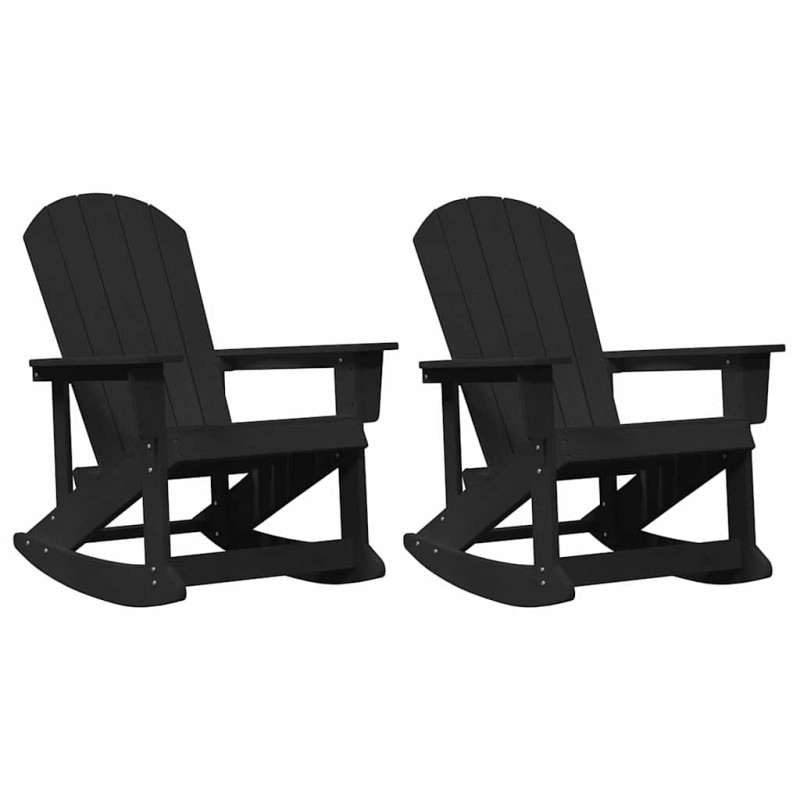 vidaXL Καρέκλες Ροκάντας Adirondack 2 τμχ. Μαύρο HDPE