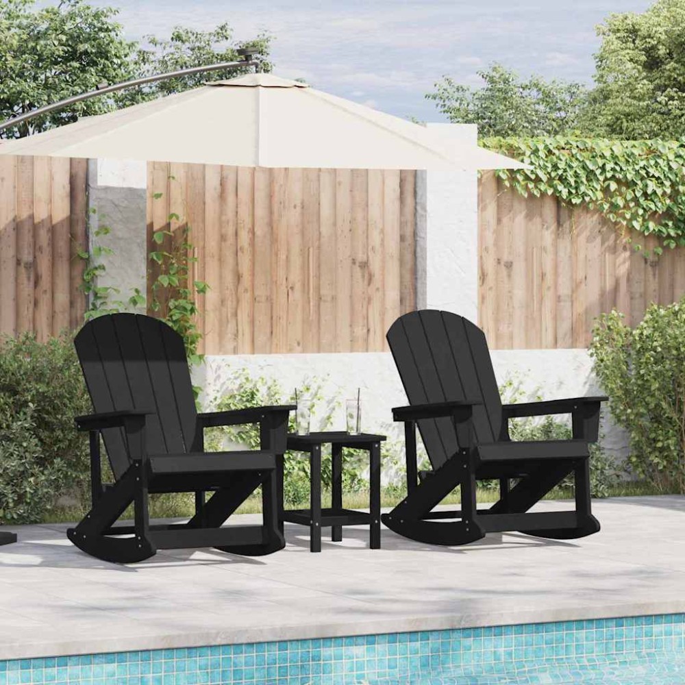 vidaXL Καρέκλες Ροκάντας Adirondack 2 τμχ. Μαύρο HDPE