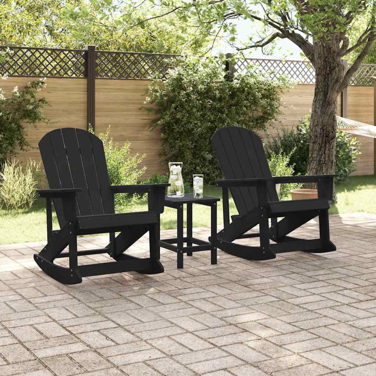 vidaXL Καρέκλες Ροκάντας Adirondack 2 τμχ. Μαύρο HDPE