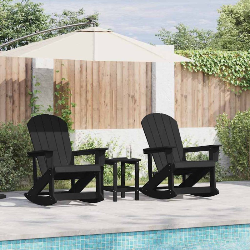 vidaXL Καρέκλες Ροκάντας Adirondack 2 τμχ. Μαύρο HDPE