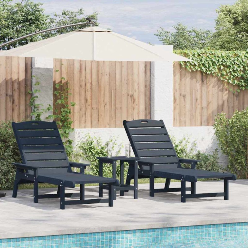 vidaXL Ξαπλώστρα 2 τμχ. Πολυαιθυλένιο Ναυτικό μπλε
