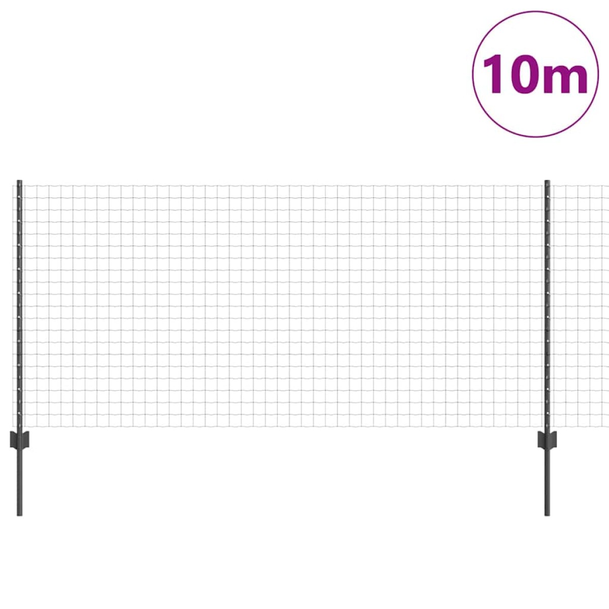 vidaXL Περίφραξη Euro με Στήλη 10 x 1 m PVC-Επικαλυμμένο Ατσάλι Γκρι