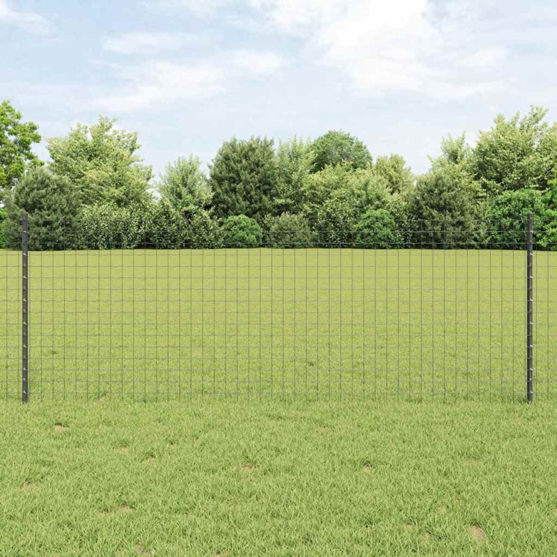 vidaXL Περίφραξη Euro με Στήλη 25 x 0,8 m PVC-Επικαλυμμένο Ατσάλι Γκρι