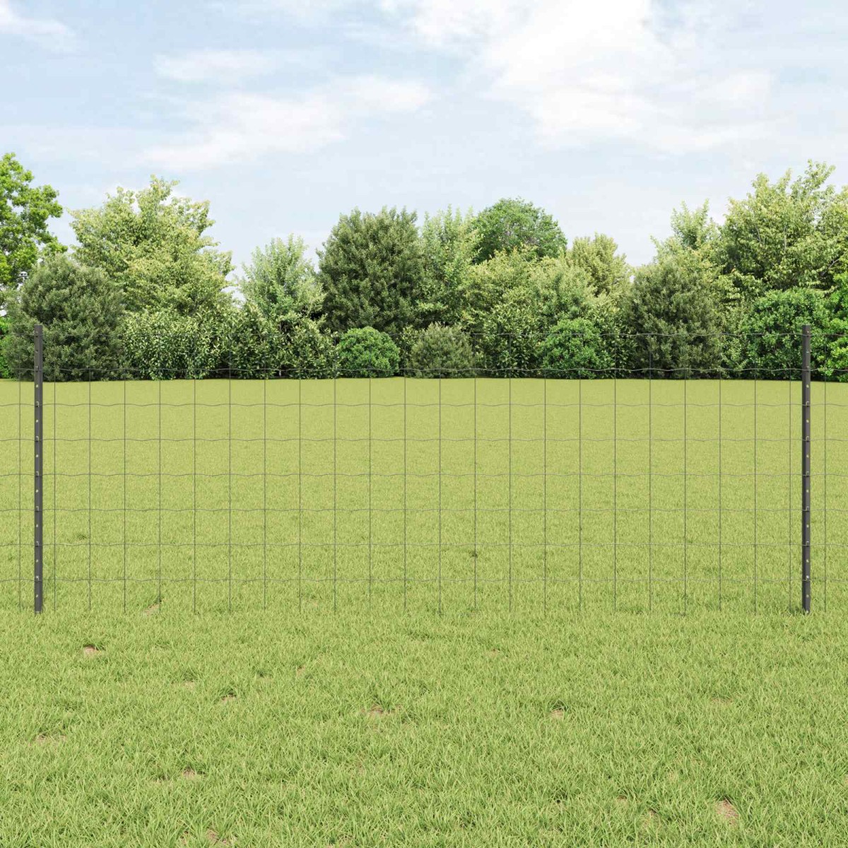 vidaXL Περίφραξη Euro με Στήλη 25 x 0,8 m PVC-Επικαλυμμένο Ατσάλι Γκρι