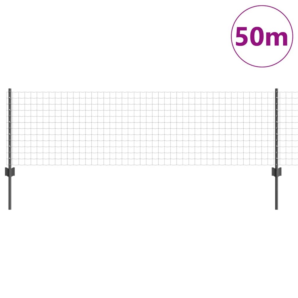 vidaXL Περίφραξη Euro με Στήλη 50 x 0,6 μ PVC-Επικαλυμμένο Ατσάλι Γκρι
