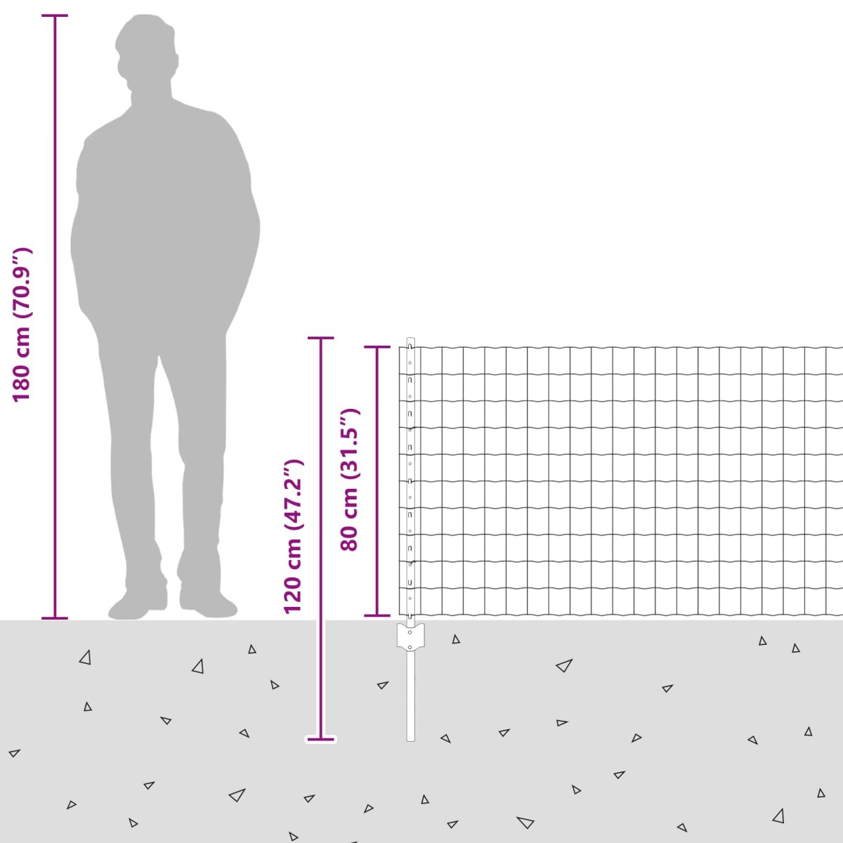 vidaXL Περίφραξη Euro με Στήλη 10 x 0,8 μ PVC-Επικαλυμμένο Ατσάλι Γκρι