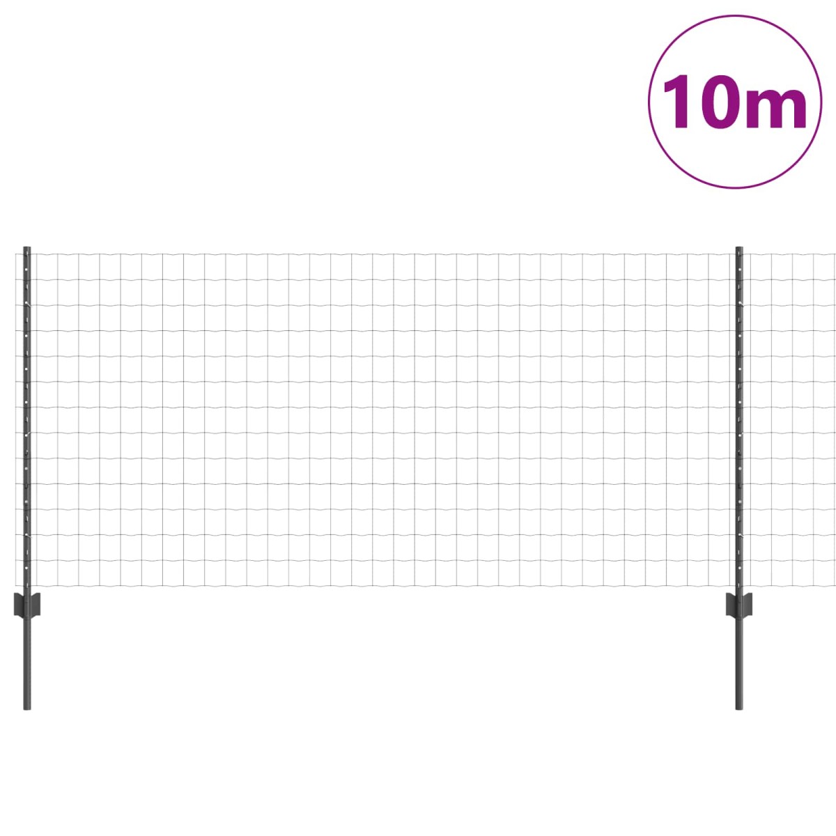 vidaXL Περίφραξη Euro με Στήλη 10 x 1 m PVC-Επικαλυμμένο Ατσάλι Γκρι