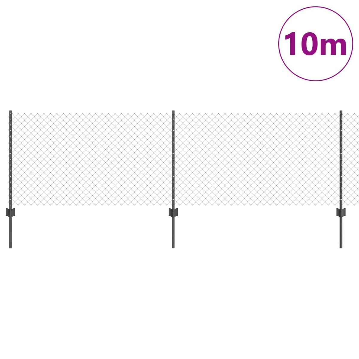 vidaXL Φράχτης αλυσίδας με στήλη 10 x 0,8 μ PVC-Επικαλυμμένο Ατσάλι