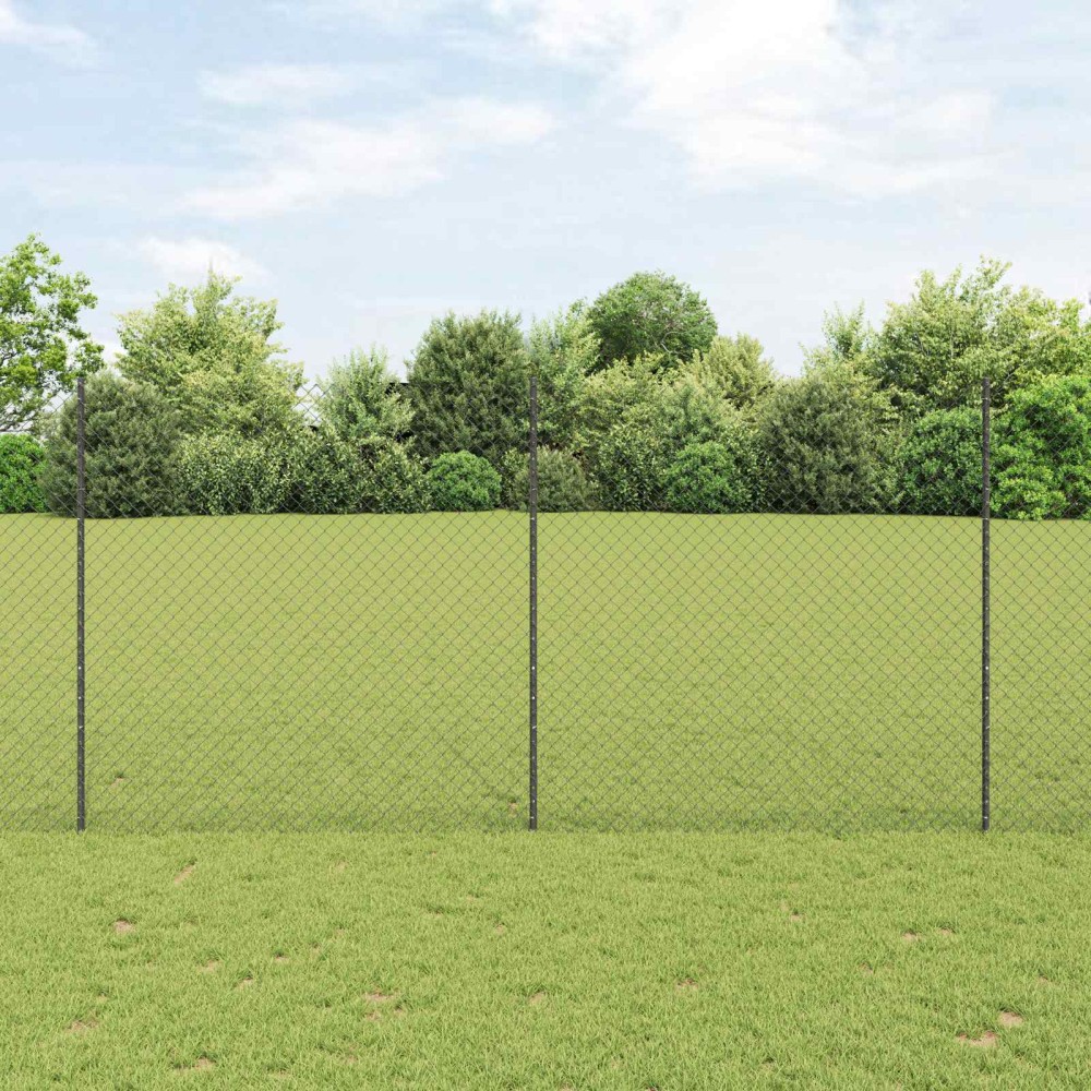 vidaXL Φράχτης αλυσίδας με στήλη 10 x 1,5 m PVC-Επικαλυμμένο Ατσάλι