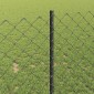 vidaXL Φράχτης αλυσίδας με στήλη 10 x 1 m PVC-Επικαλυμμένο Ατσάλι Γκρι