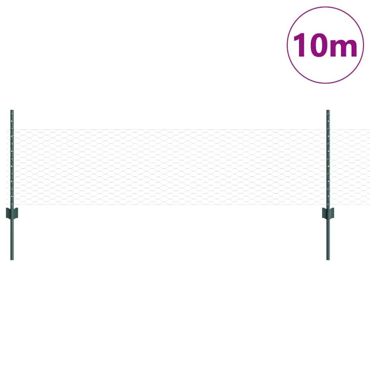 vidaXL Εξαγωνική Φράχτη με Στύλο 10 x 0,5 m PVC-Επικαλυμμένο Ατσάλι