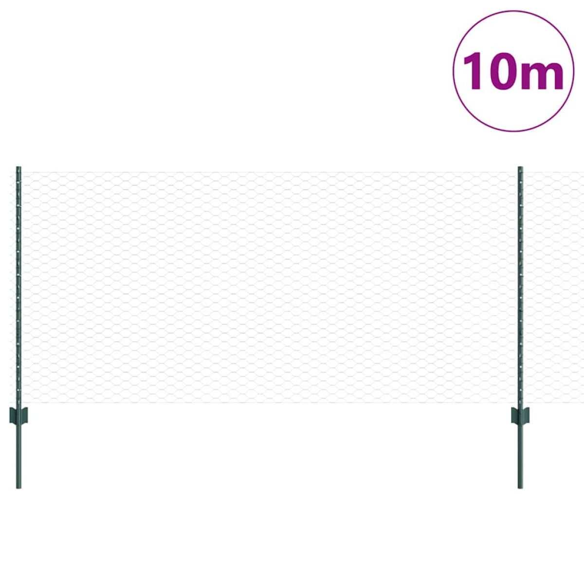 vidaXL Εξαγωνική Φράχτη με Στύλο 10 x 1 m PVC-Επικαλυμμένο Ατσάλι