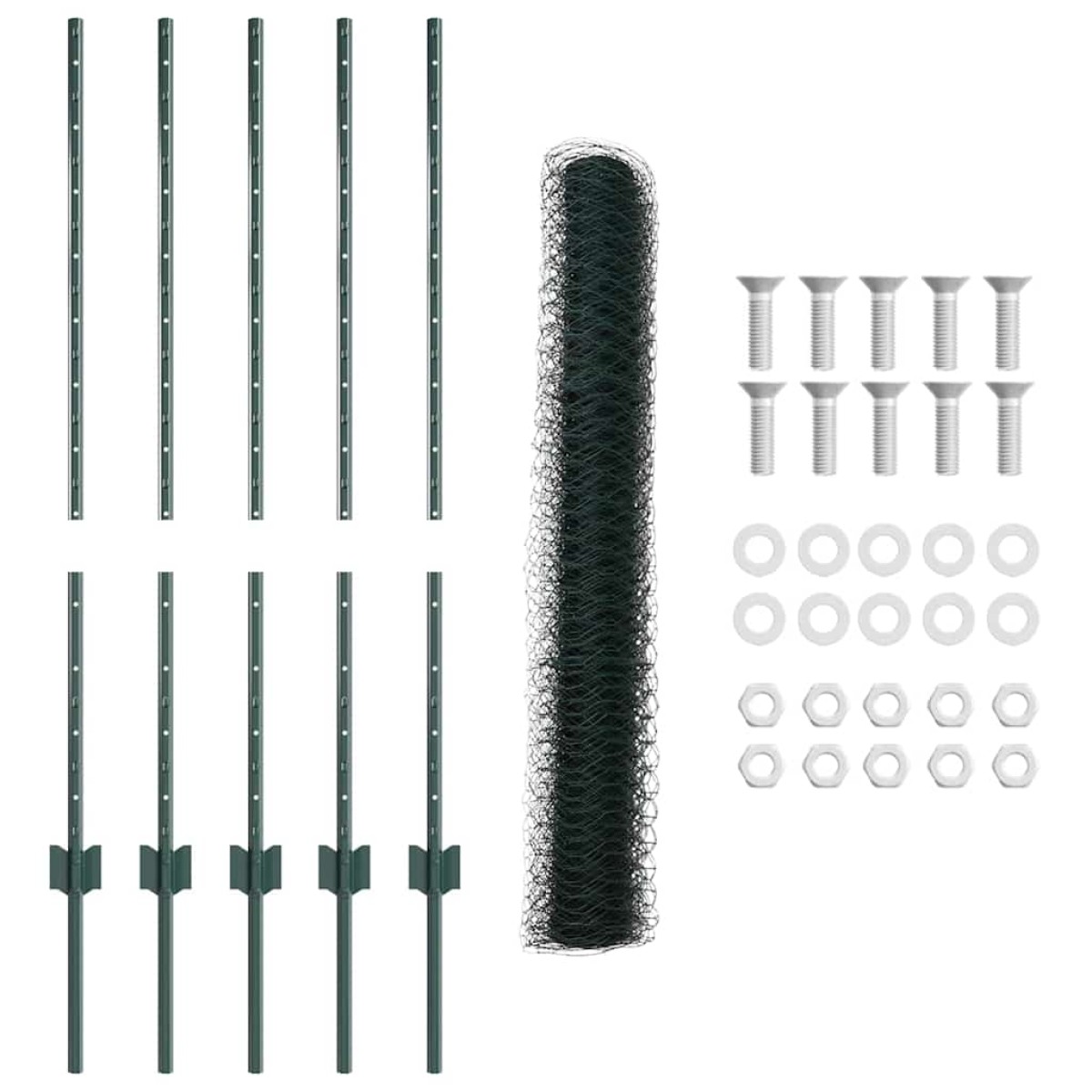 vidaXL Εξαγωνική Φράχτη με Στύλο 10 x 1 m PVC-Επικαλυμμένο Ατσάλι