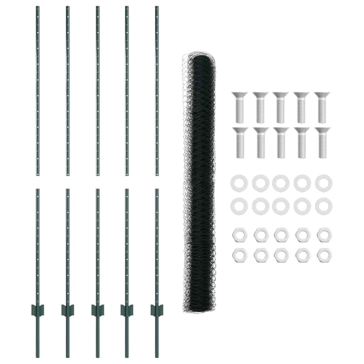 vidaXL Εξαγωνική Φράχτη με Στύλο 10 x 1,6 m PVC-Επικαλυμμένο Ατσάλι