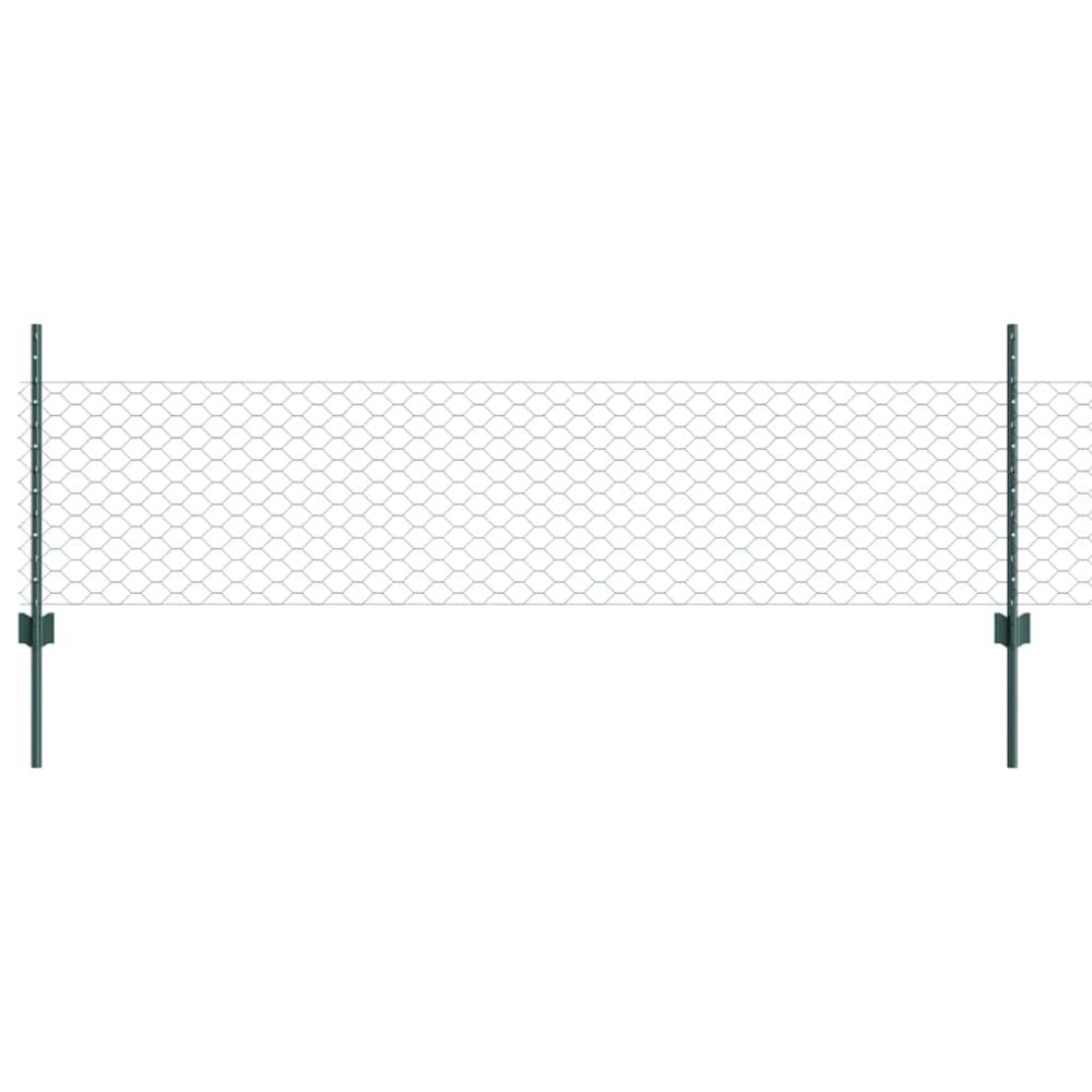 vidaXL Εξαγωνική Φράχτη με Στύλο 25 x 0,5 m PVC-Επικαλυμμένο Ατσάλι