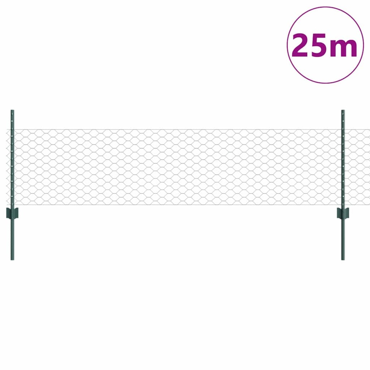 vidaXL Εξαγωνική Φράχτη με Στύλο 25 x 0,5 m PVC-Επικαλυμμένο Ατσάλι