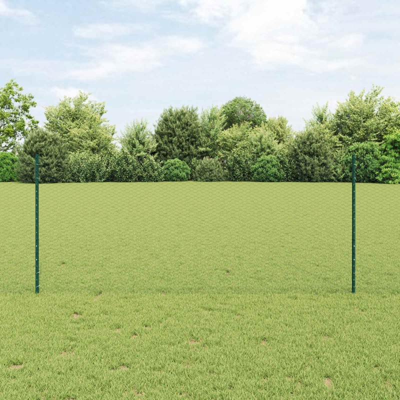 vidaXL Εξαγωνική Φράχτη με Στύλο 25 x 1 m PVC-Επικαλυμμένο Ατσάλι