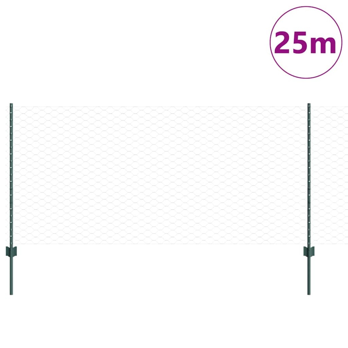 vidaXL Εξαγωνική Φράχτη με Στύλο 25 x 1 m PVC-Επικαλυμμένο Ατσάλι