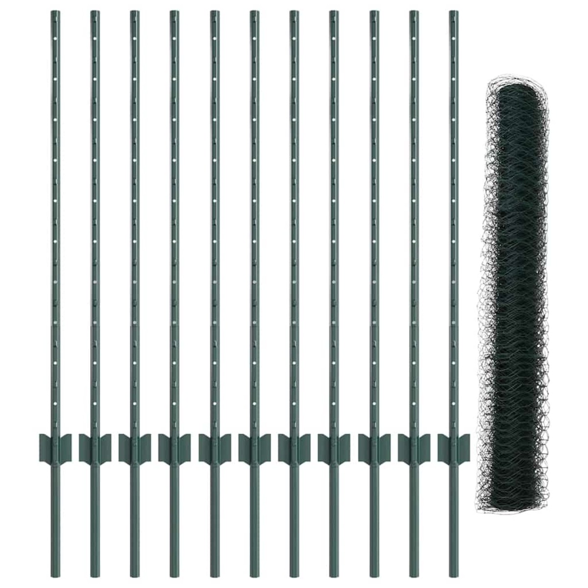 vidaXL Εξαγωνική Φράχτη με Στύλο 25 x 1 m PVC-Επικαλυμμένο Ατσάλι