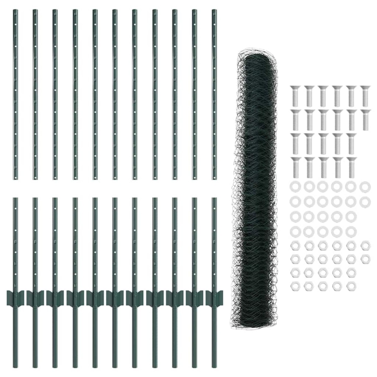 vidaXL Εξαγωνική Φράχτη με Στύλο 25 x 1 m PVC-Επικαλυμμένο Ατσάλι