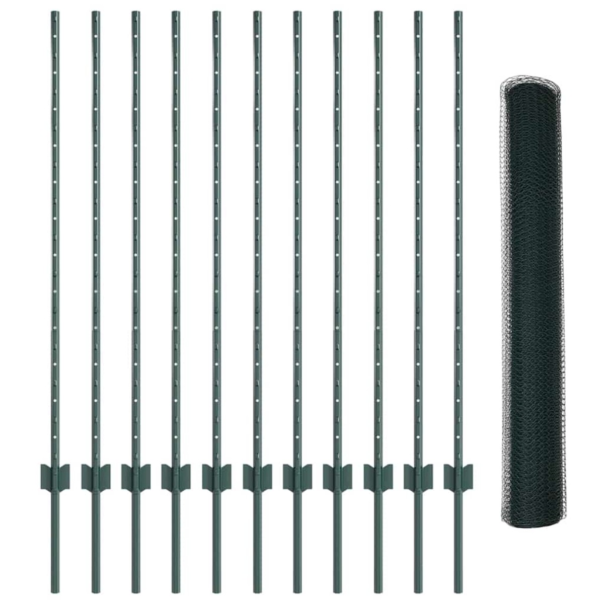 vidaXL Εξαγωνική Φράχτη με Στύλο 25 x 1,2 μ PVC-Επικαλυμμένο Ατσάλι