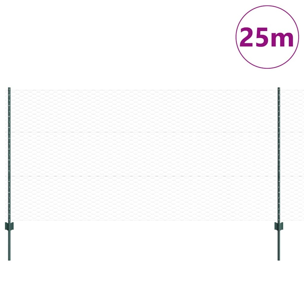 vidaXL Εξαγωνική Φράχτη με Στύλο 25 x 1,2 μ PVC-Επικαλυμμένο Ατσάλι