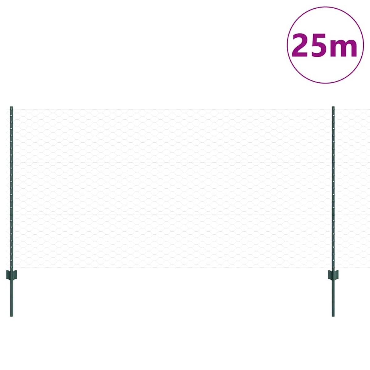 vidaXL Εξαγωνική Φράχτη με Στύλο 25 x 1,2 μ PVC-Επικαλυμμένο Ατσάλι
