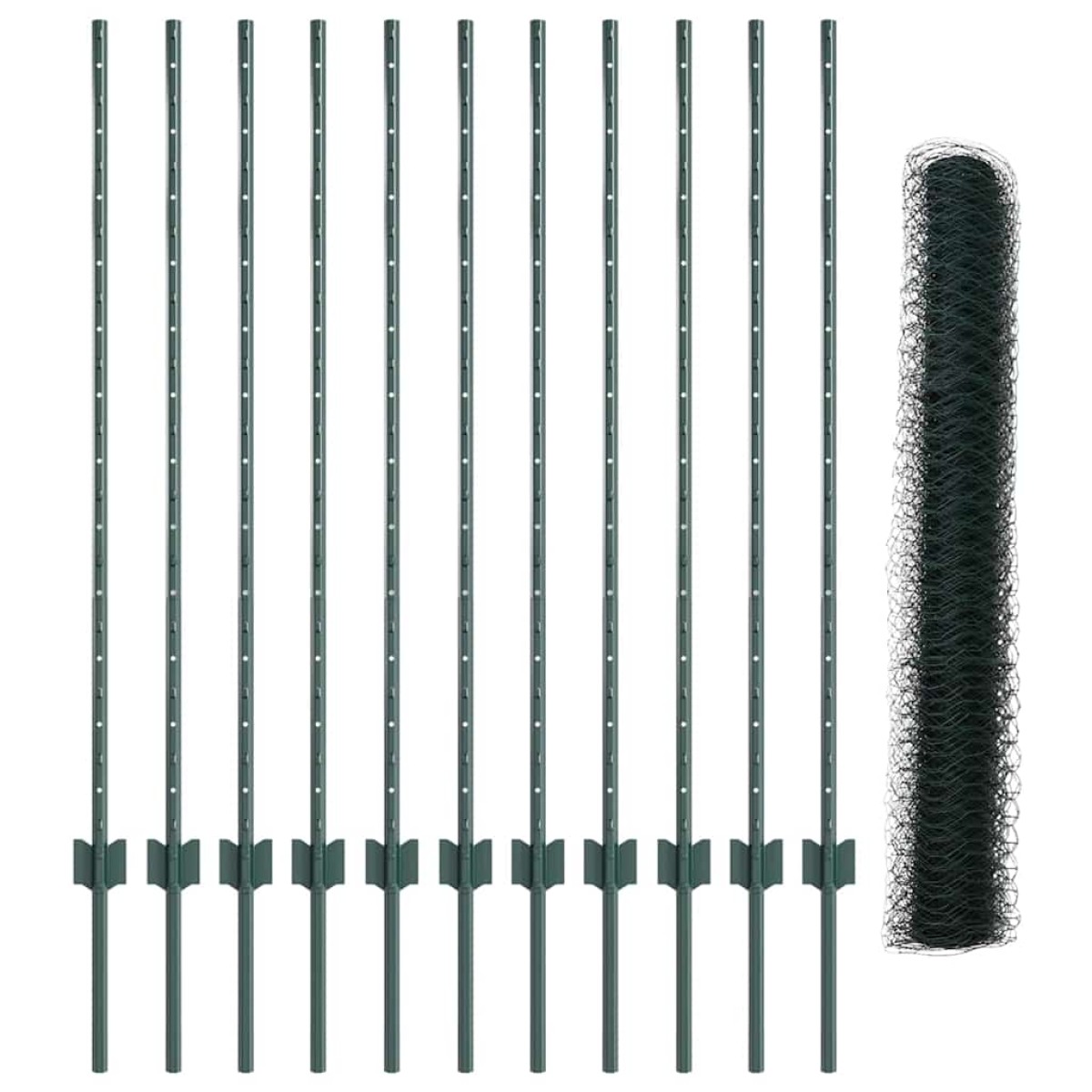 vidaXL Εξαγωνική Φράχτη με Στύλο 25 x 1,2 μ PVC-Επικαλυμμένο Ατσάλι
