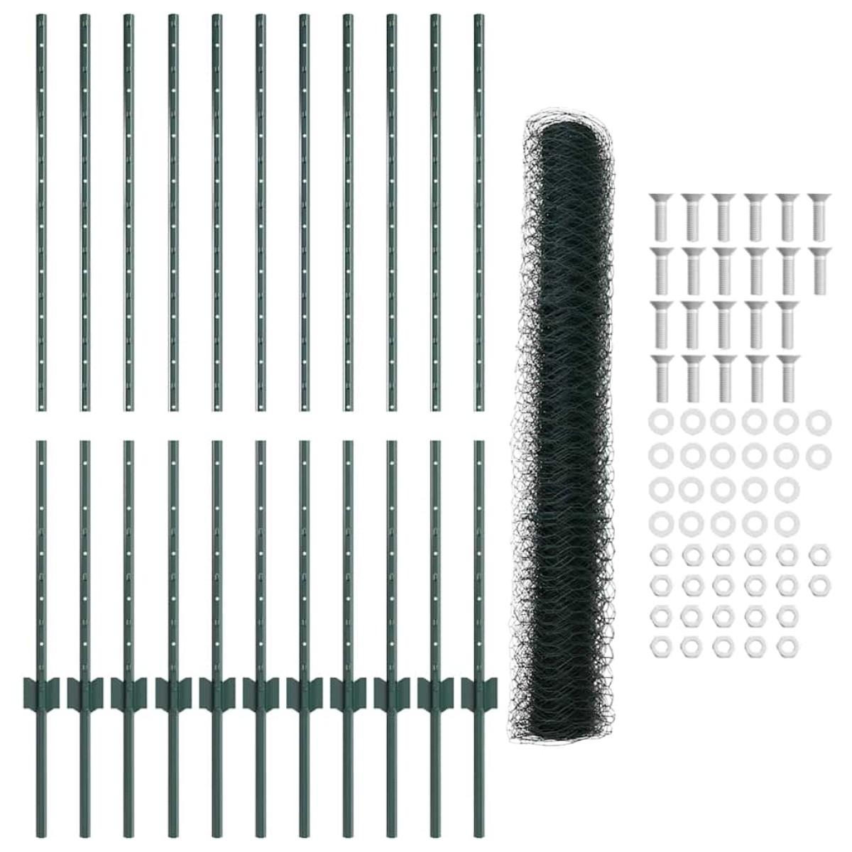 vidaXL Εξαγωνική Φράχτη με Στύλο 25 x 1,2 μ PVC-Επικαλυμμένο Ατσάλι