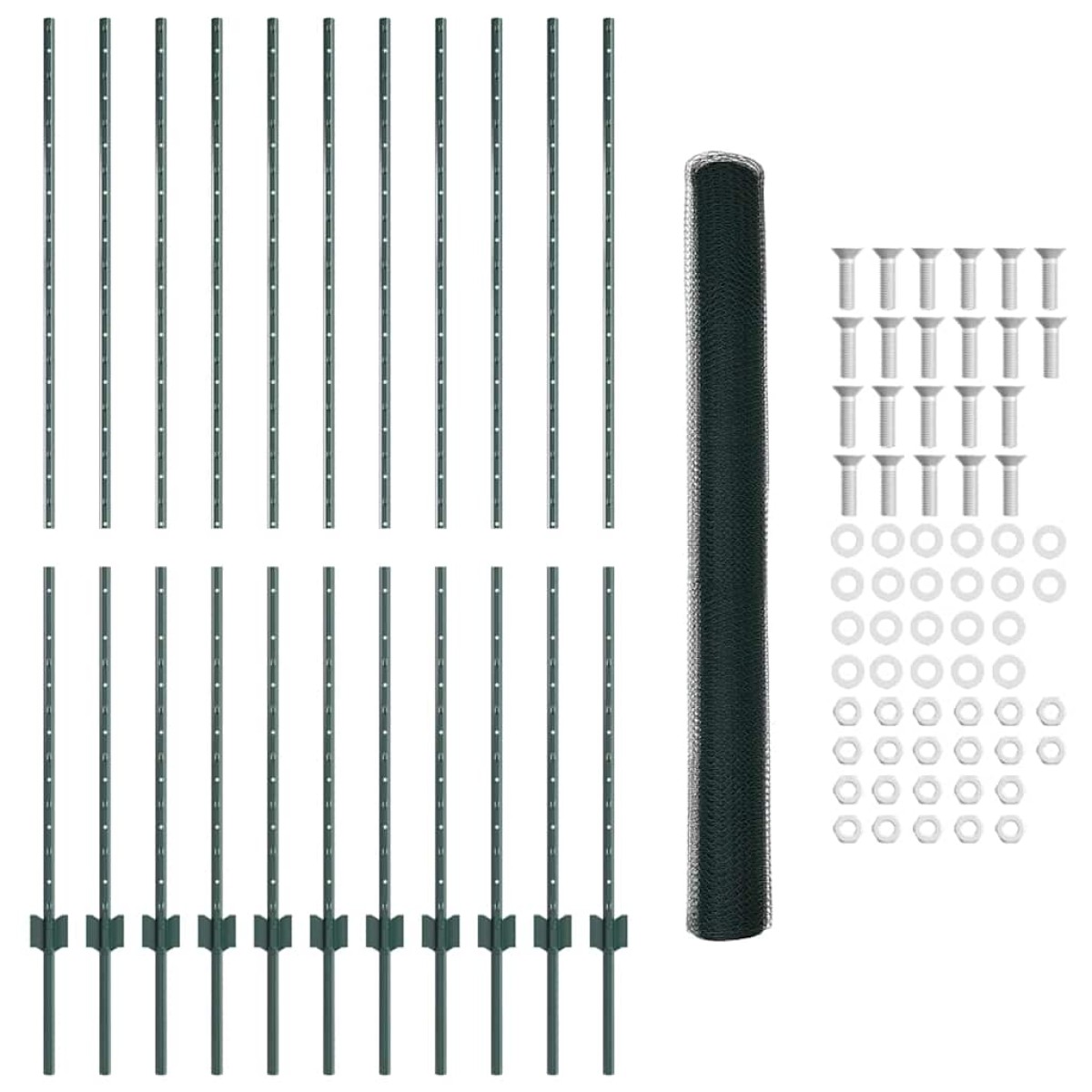vidaXL Εξαγωνική Φράχτη με Στύλο 25 x 1,5 m PVC-Επικαλυμμένο Ατσάλι