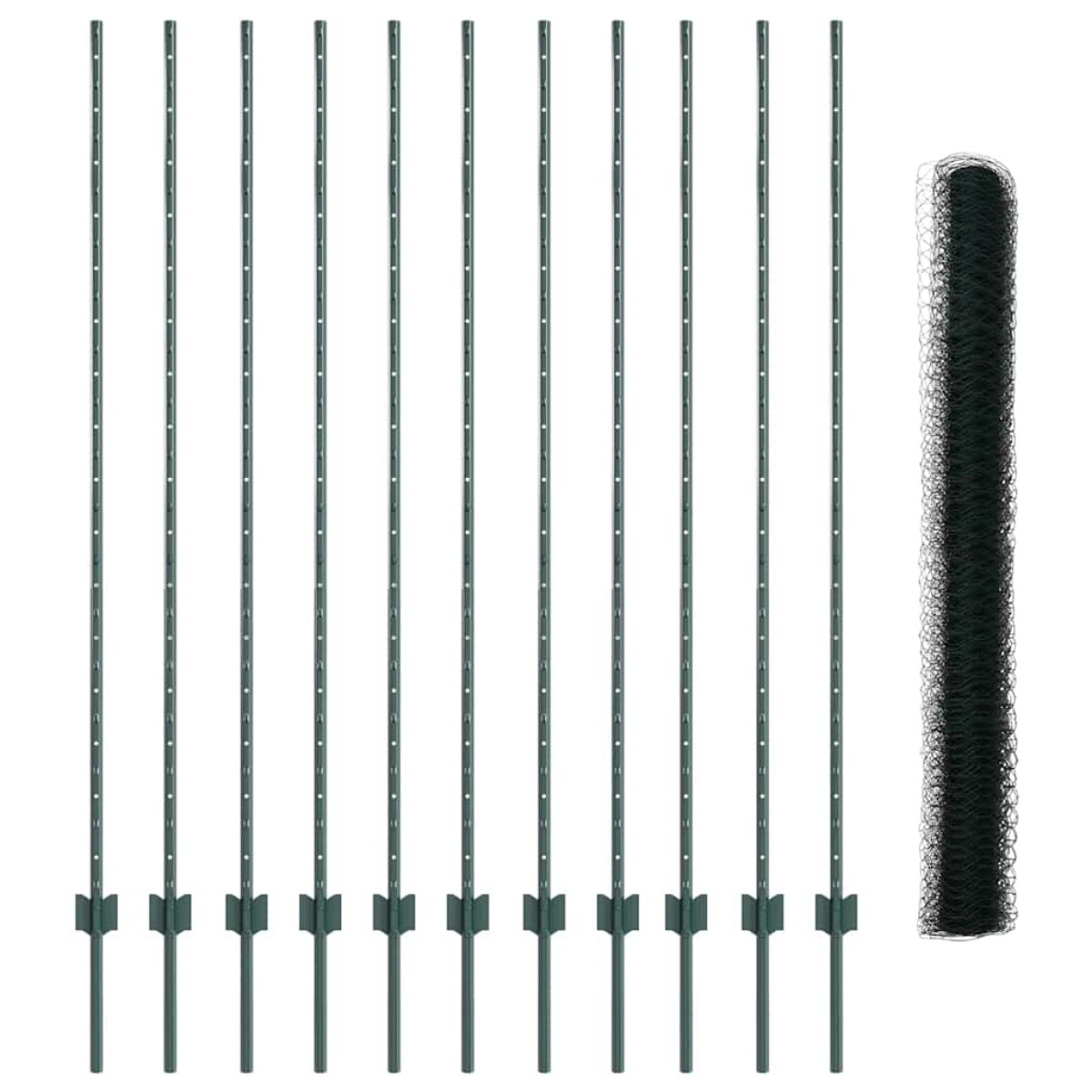 vidaXL Εξαγωνική Φράχτη με Στύλο 25 x 1,5 m PVC-Επικαλυμμένο Ατσάλι