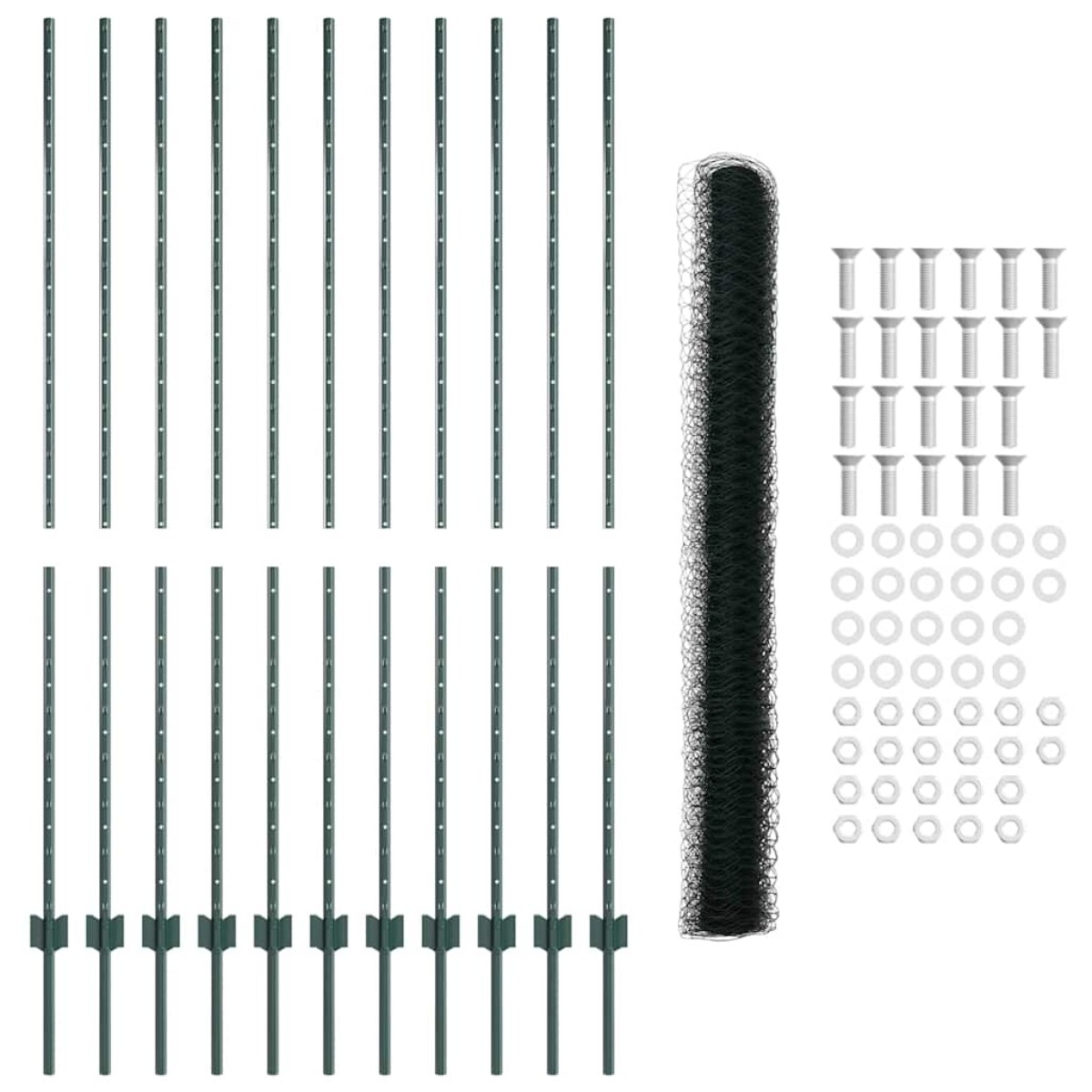 vidaXL Εξαγωνική Φράχτη με Στύλο 25 x 1,5 m PVC-Επικαλυμμένο Ατσάλι
