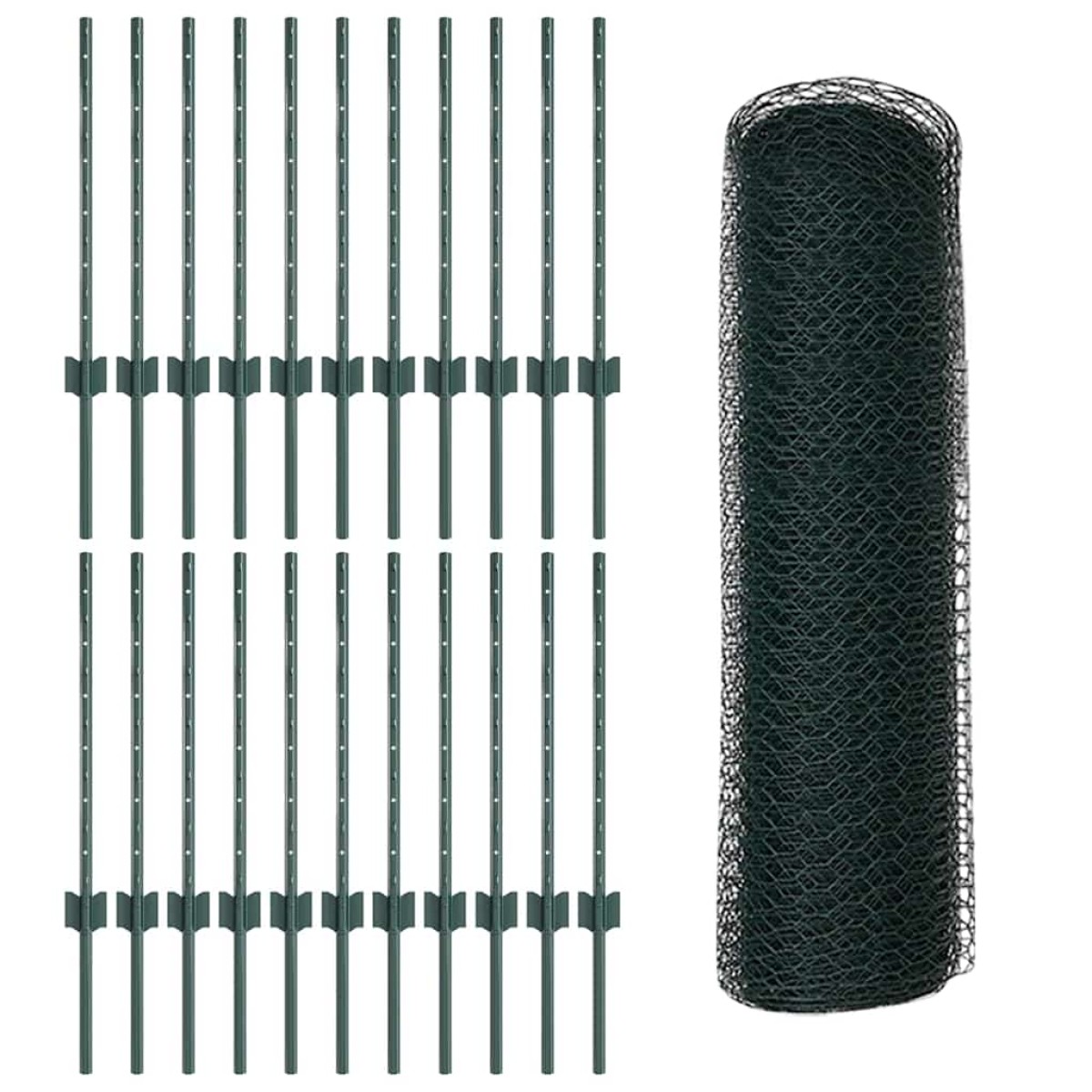 vidaXL Εξαγωνική Φράχτη με Στύλο 50 x 0,6 μ PVC-Επικαλυμμένο Ατσάλι