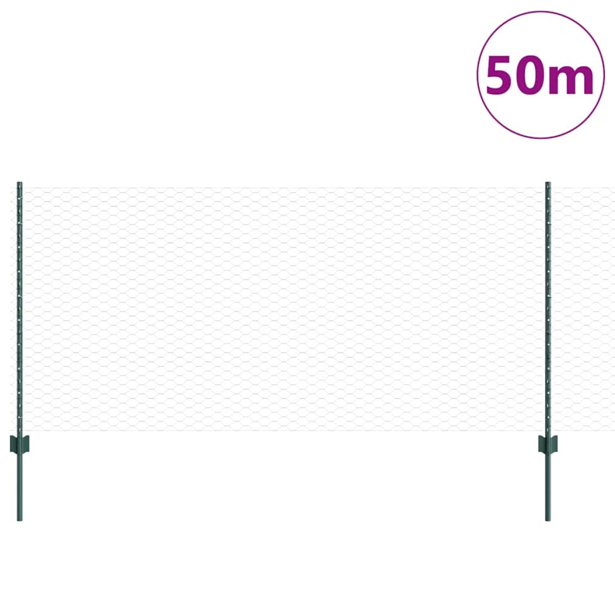 vidaXL Εξαγωνική Φράχτη με Στύλο 50 x 1 m PVC-Επικαλυμμένο Ατσάλι