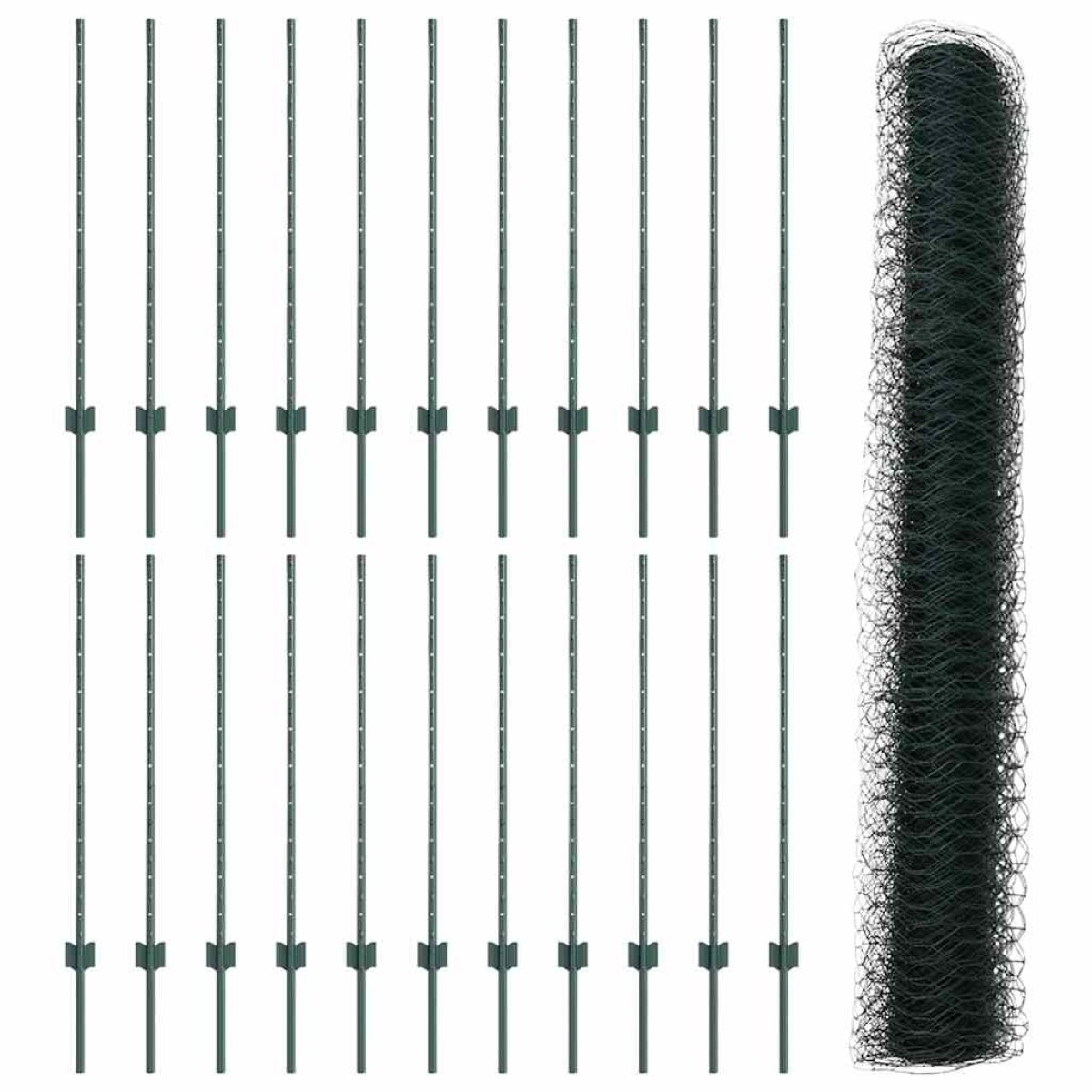 vidaXL Εξαγωνική Φράχτη με Στύλο 50 x 1 m PVC-Επικαλυμμένο Ατσάλι