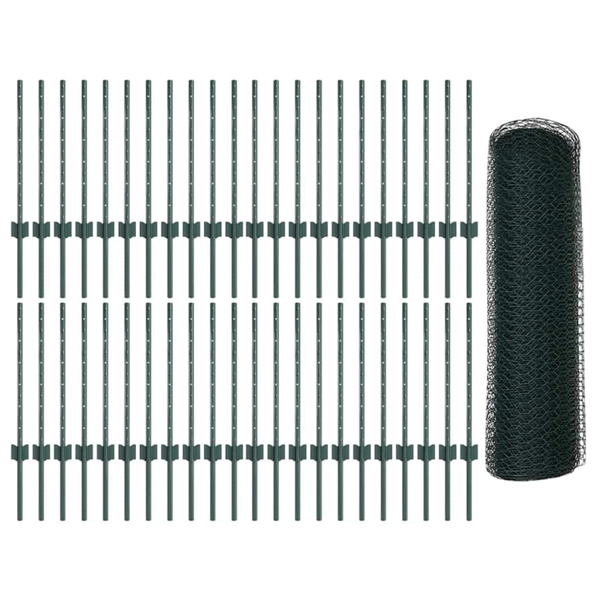 vidaXL Εξαγωνική Φράχτη με Στύλο 100 x 0,6 μ PVC-Επικαλυμμένο Ατσάλι