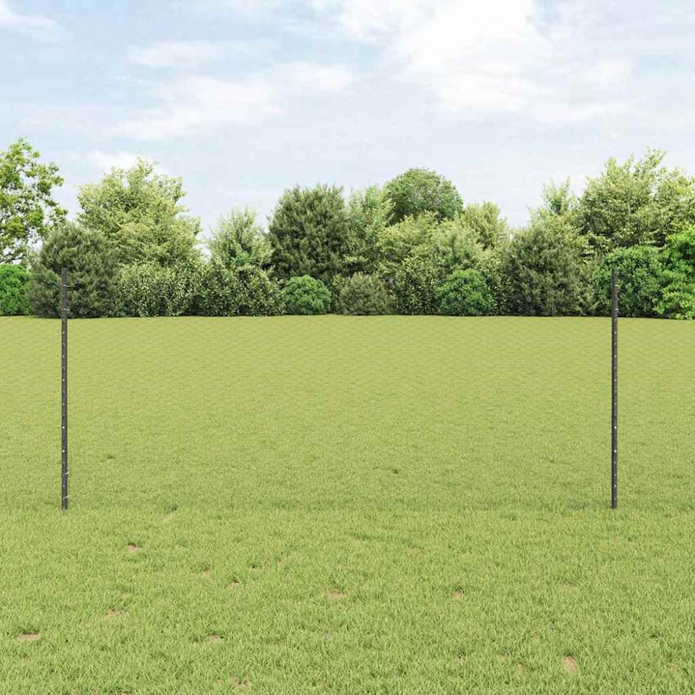 vidaXL Εξαγωνική Φράχτη με Στύλο 10 x 1 m PVC-Επικαλυμμένο Ατσάλι Γκρι