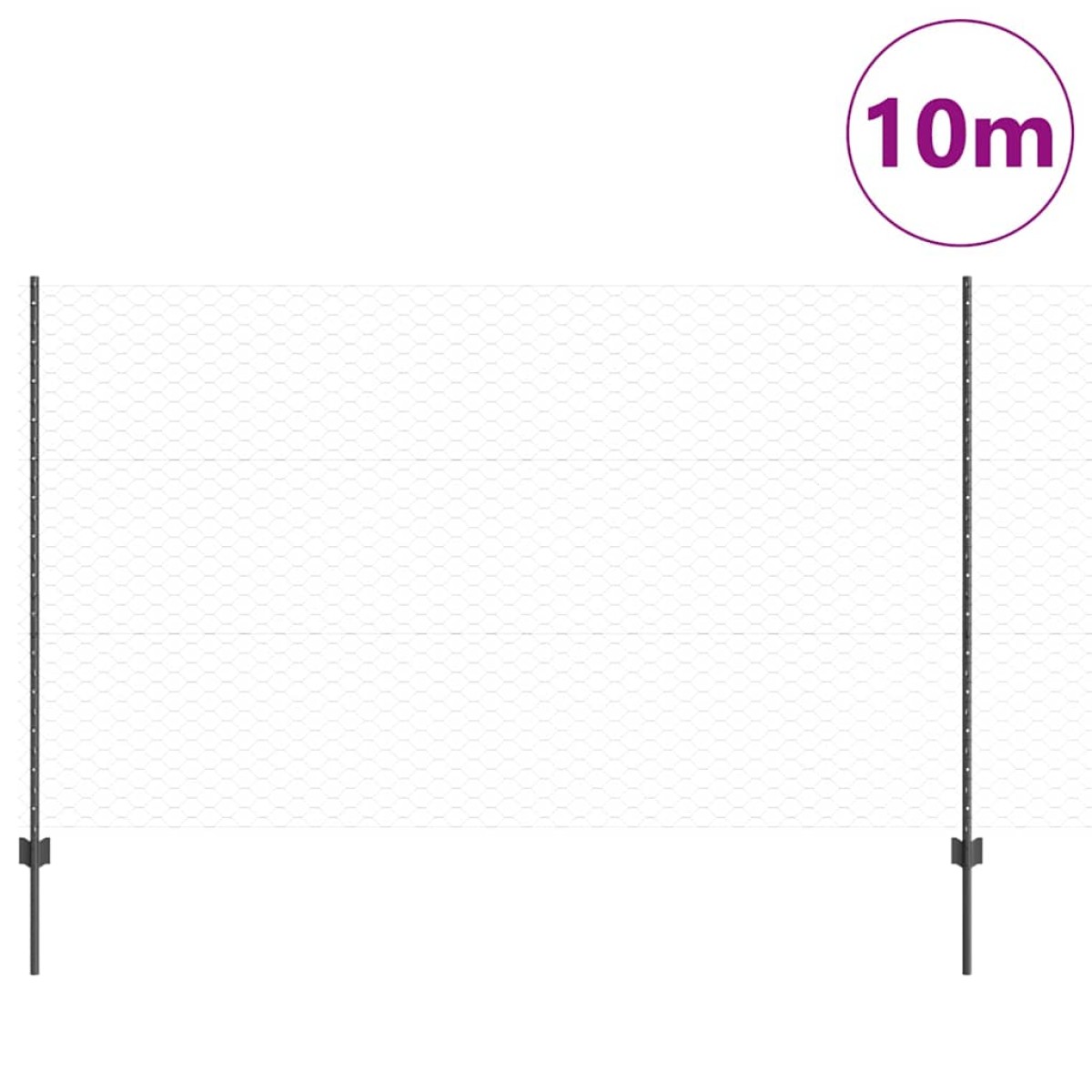 vidaXL Εξαγωνική Φράχτη με Στύλο 10 x 1,4 μ PVC-Επικαλυμμένο Ατσάλι