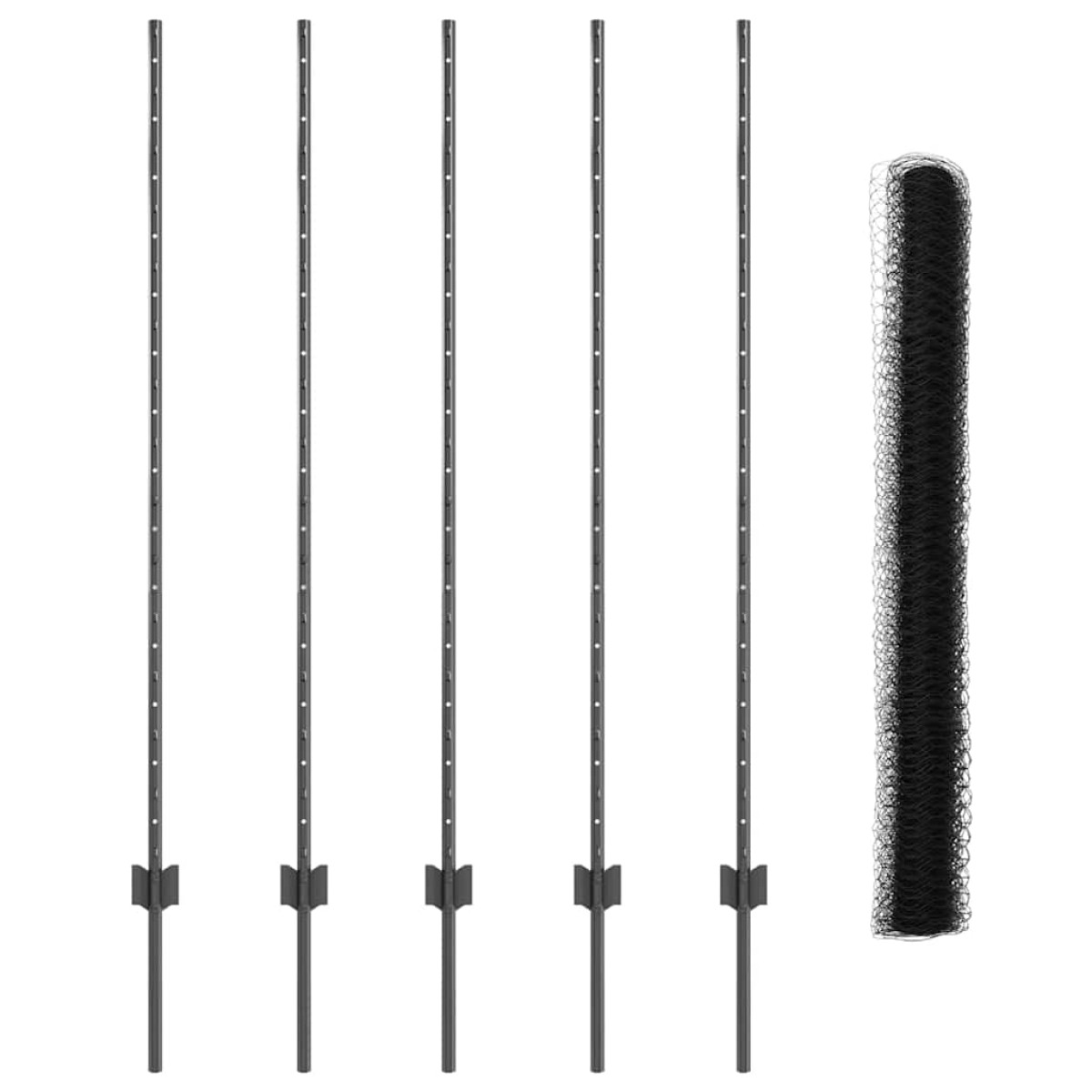 vidaXL Εξαγωνική Φράχτη με Στύλο 10 x 1,4 μ PVC-Επικαλυμμένο Ατσάλι