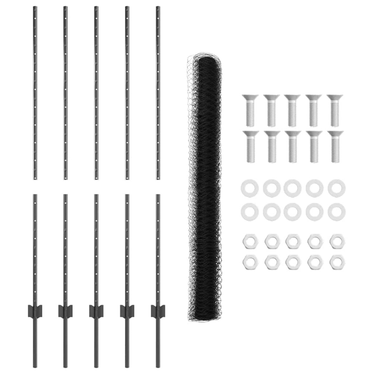 vidaXL Εξαγωνική Φράχτη με Στύλο 10 x 1,4 μ PVC-Επικαλυμμένο Ατσάλι