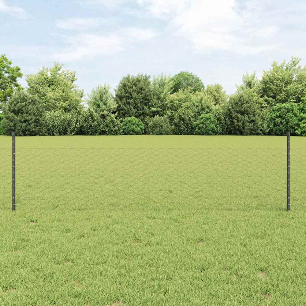 vidaXL Εξαγωνική Φράχτη με Στύλο 25 x 0,5 m PVC-Επικαλυμμένο Ατσάλι