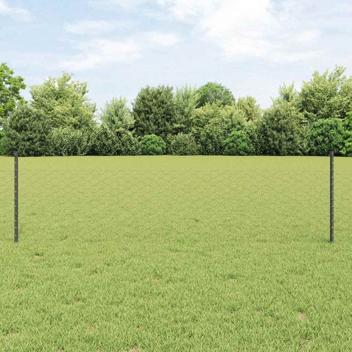 vidaXL Εξαγωνική Φράχτη με Στύλο 25 x 0,5 m PVC-Επικαλυμμένο Ατσάλι