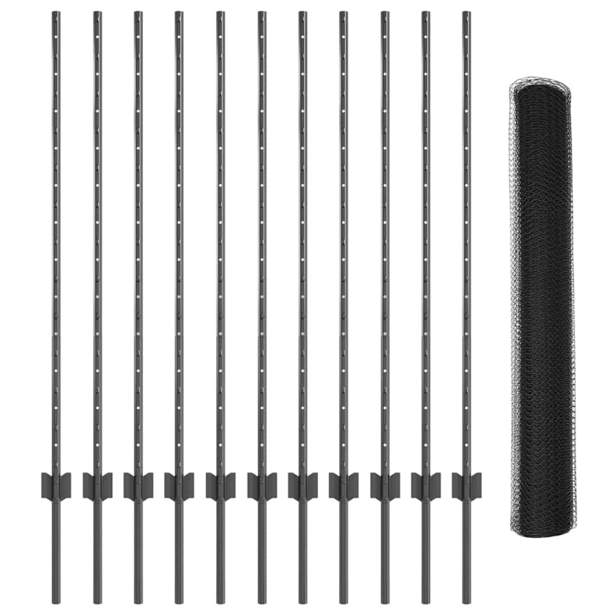vidaXL Εξαγωνική Φράχτη με Στύλο 25 x 1,2 μ PVC-Επικαλυμμένο Ατσάλι