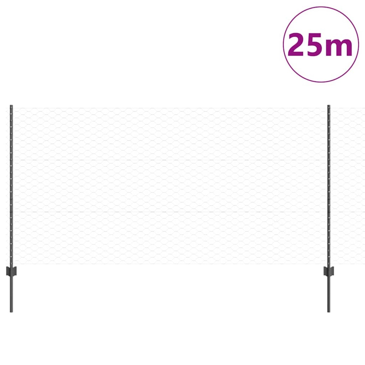 vidaXL Εξαγωνική Φράχτη με Στύλο 25 x 1,2 μ PVC-Επικαλυμμένο Ατσάλι