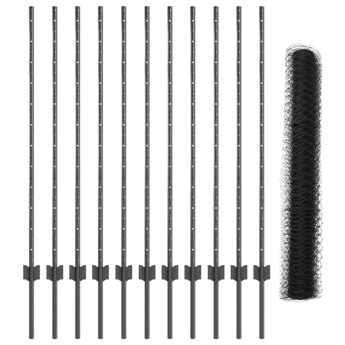 vidaXL Εξαγωνική Φράχτη με Στύλο 25 x 1,2 μ PVC-Επικαλυμμένο Ατσάλι