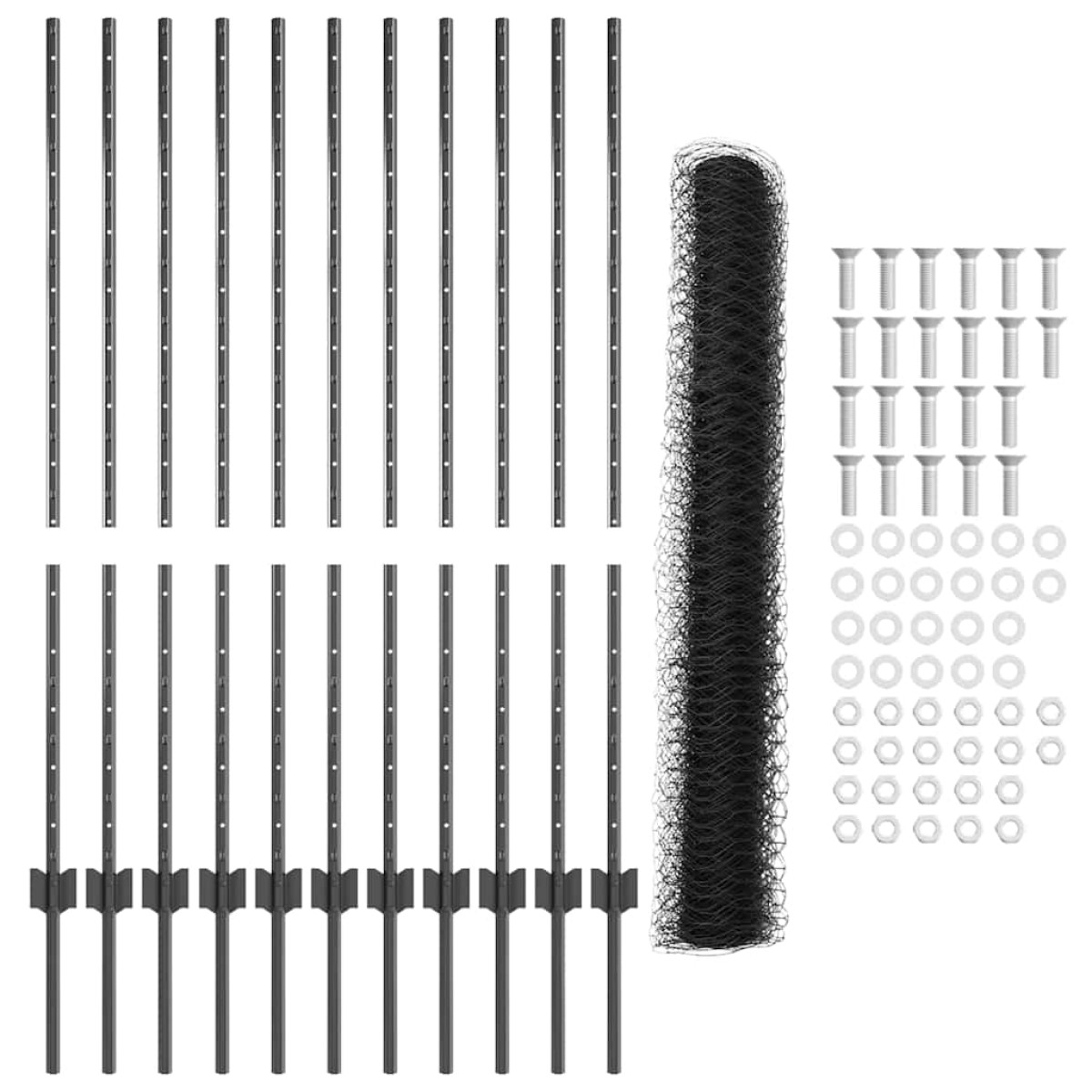 vidaXL Εξαγωνική Φράχτη με Στύλο 25 x 1,2 μ PVC-Επικαλυμμένο Ατσάλι