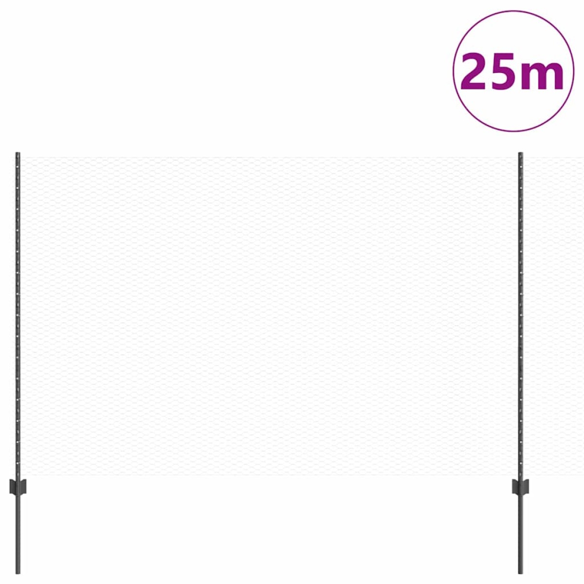 vidaXL Εξαγωνική Φράχτη με Στύλο 25 x 1,5 m PVC-Επικαλυμμένο Ατσάλι